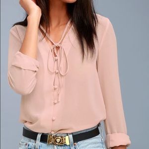 Lulus Style Education Blush Pink Blouse